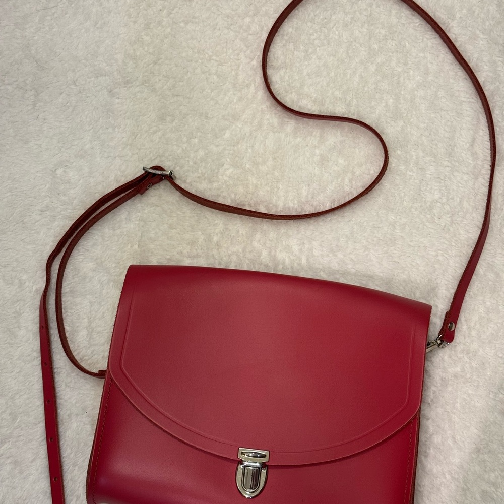 Fuchsia Pink Leather Crossbody Bag